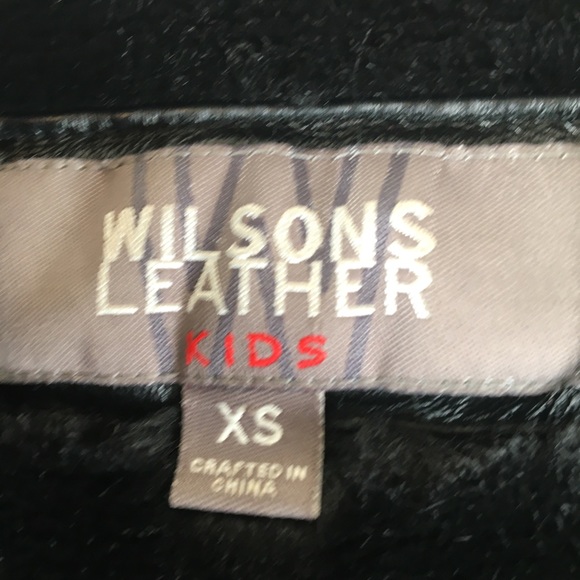 Wilsons Leather Coat Kid's Girl Sherpa Lined Black size XS Full zip Pockets - Picture 3 of 10